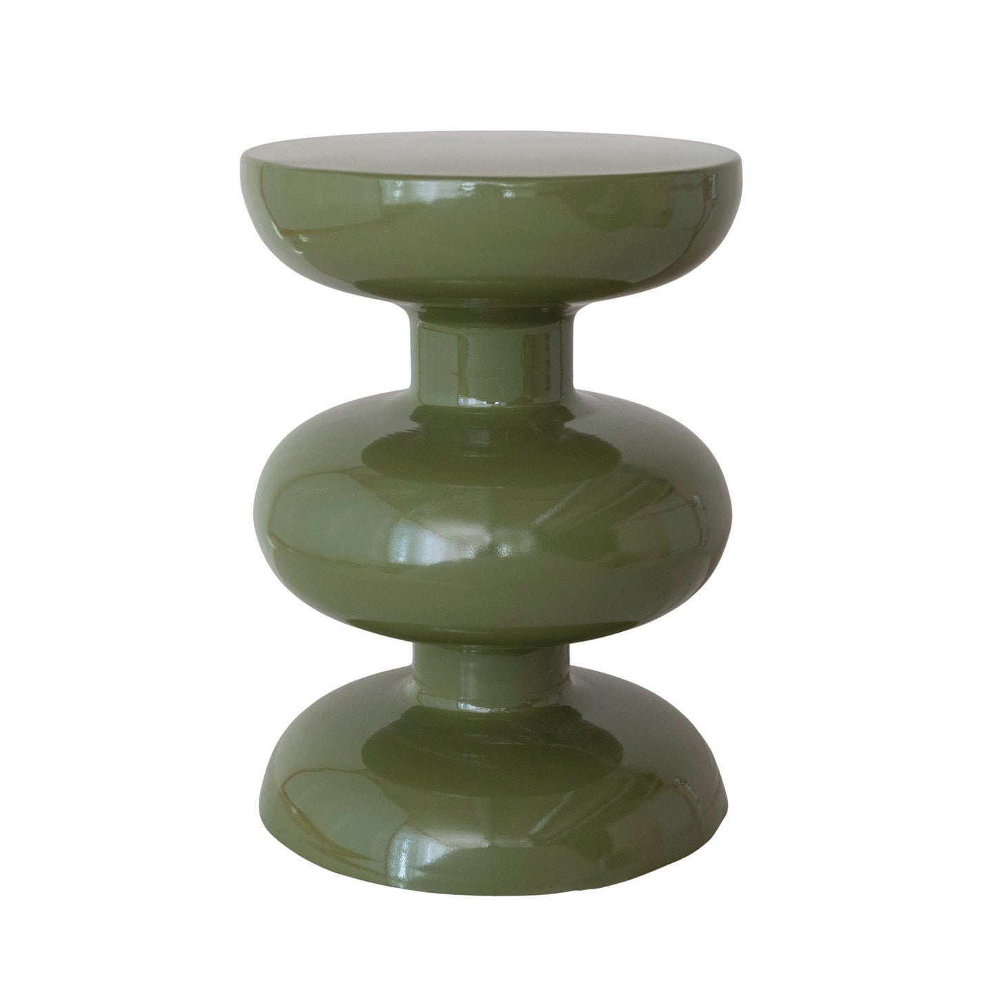 Green Enameled Metal Table/Stool