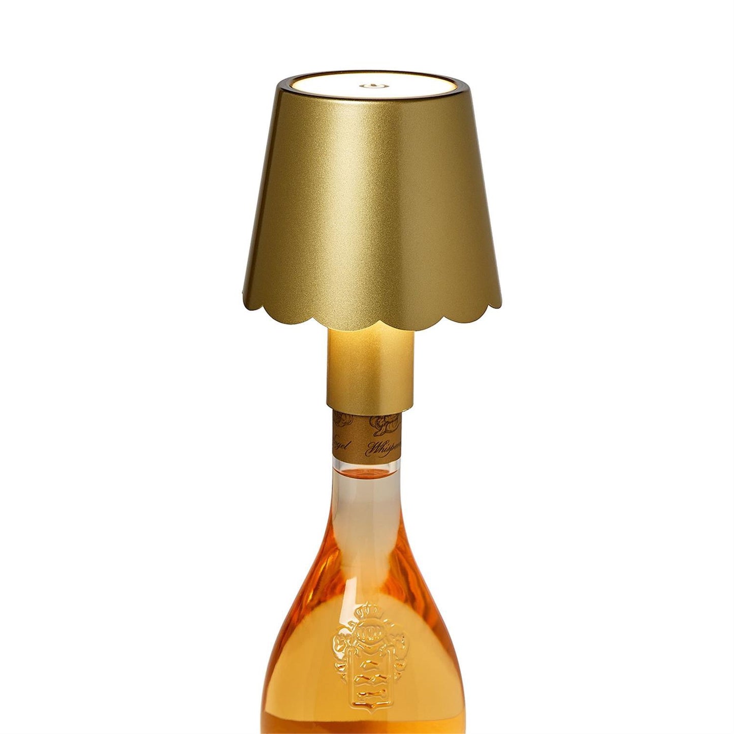 LED Touchable Gold Scalloped Lampshade with Bottle Stopper