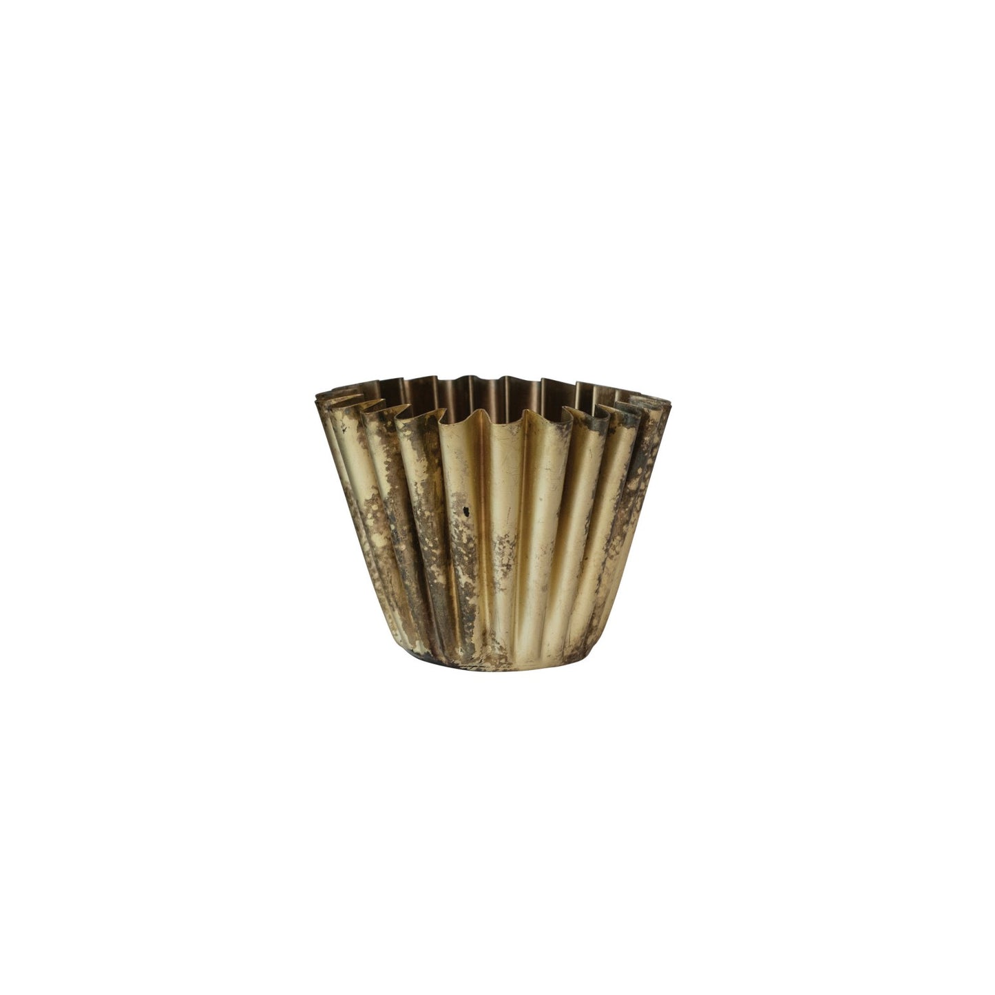 Fluted Brass Finish Metal Planter