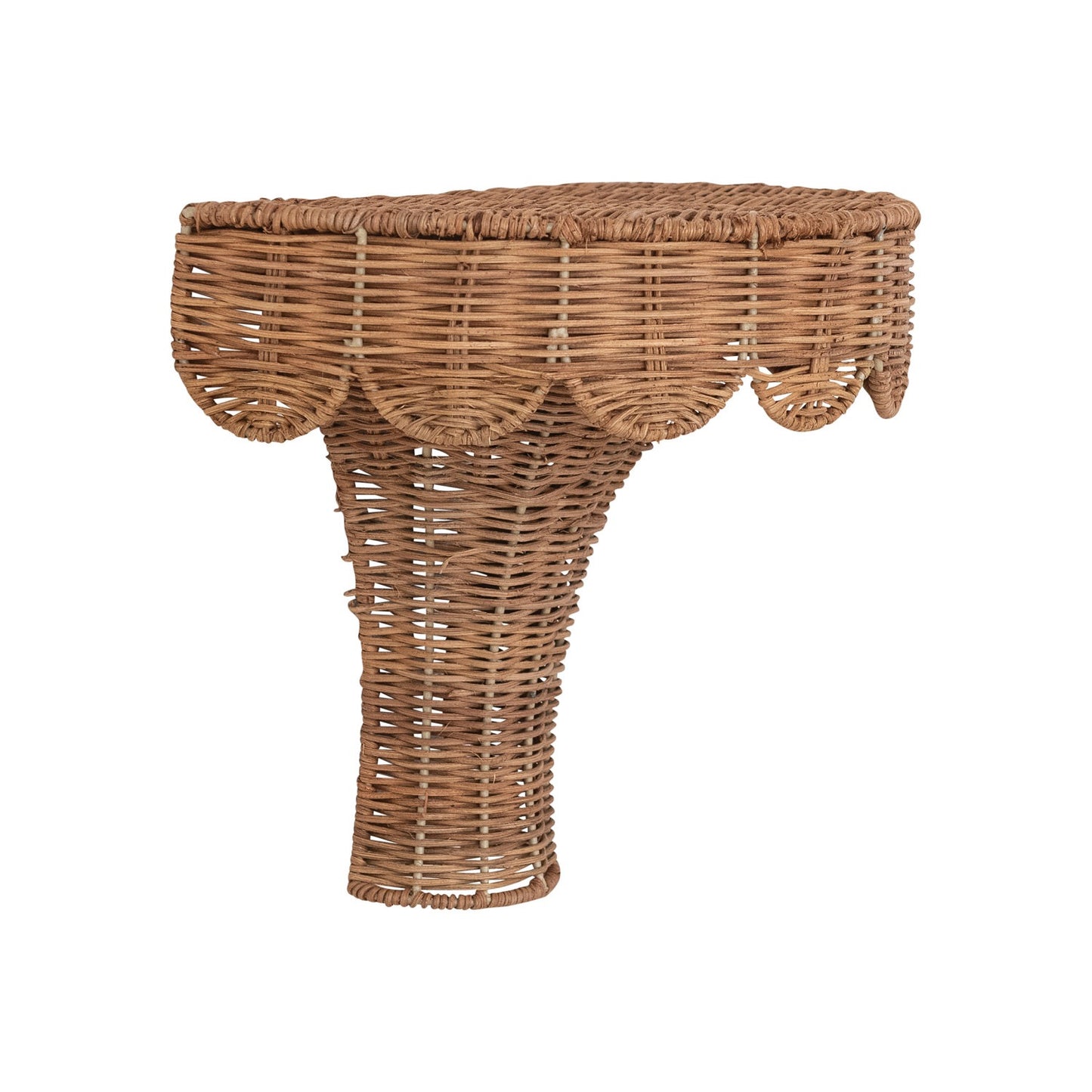 Hand-Woven Rattan Scalloped Wall Shelf, Natural