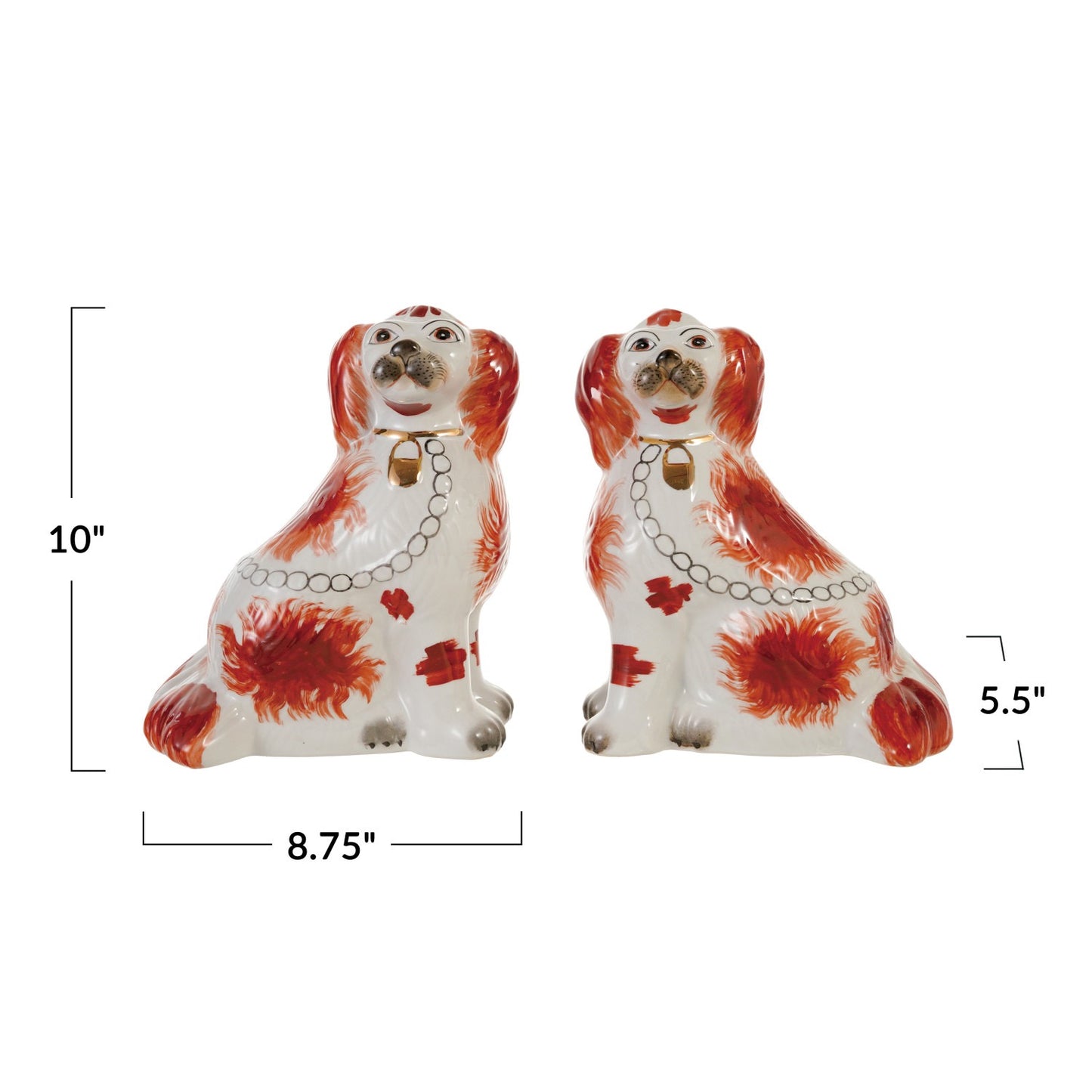 Orange Vintage Reproduction Staffordshire Dogs, Set of 2
