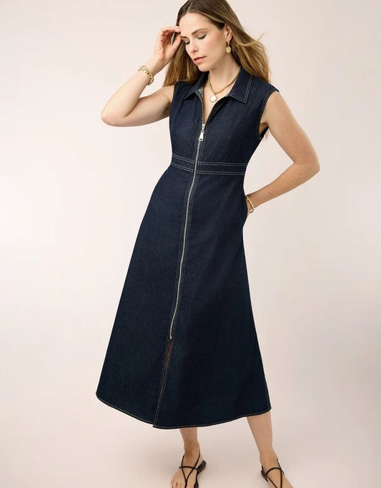 Lainey Denim Dress in Dark Bayou Denim