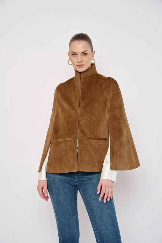 Sage Cape in Camel Suede