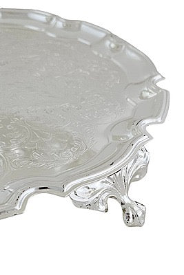 Queen Anne 3 Tier Engraved Cake Stand English Silver Plate
