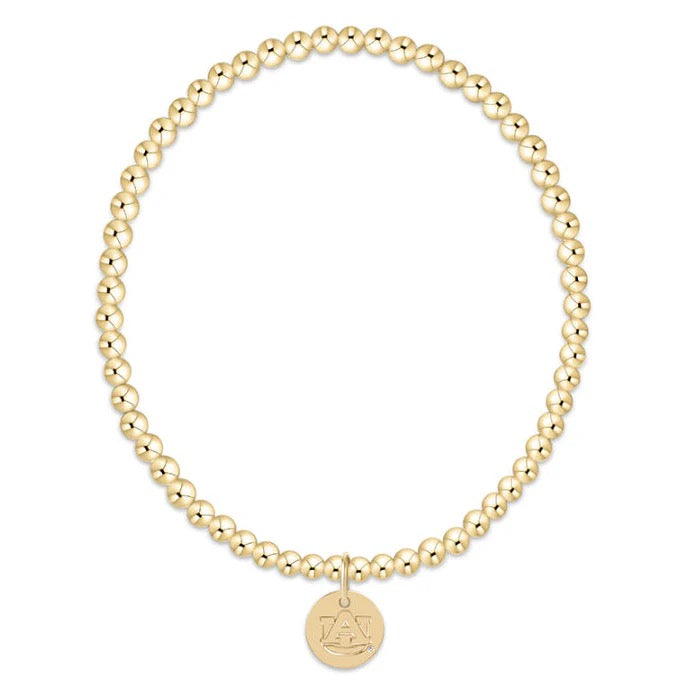 ecollegiate classic gold 3mm bracelet - auburn disc