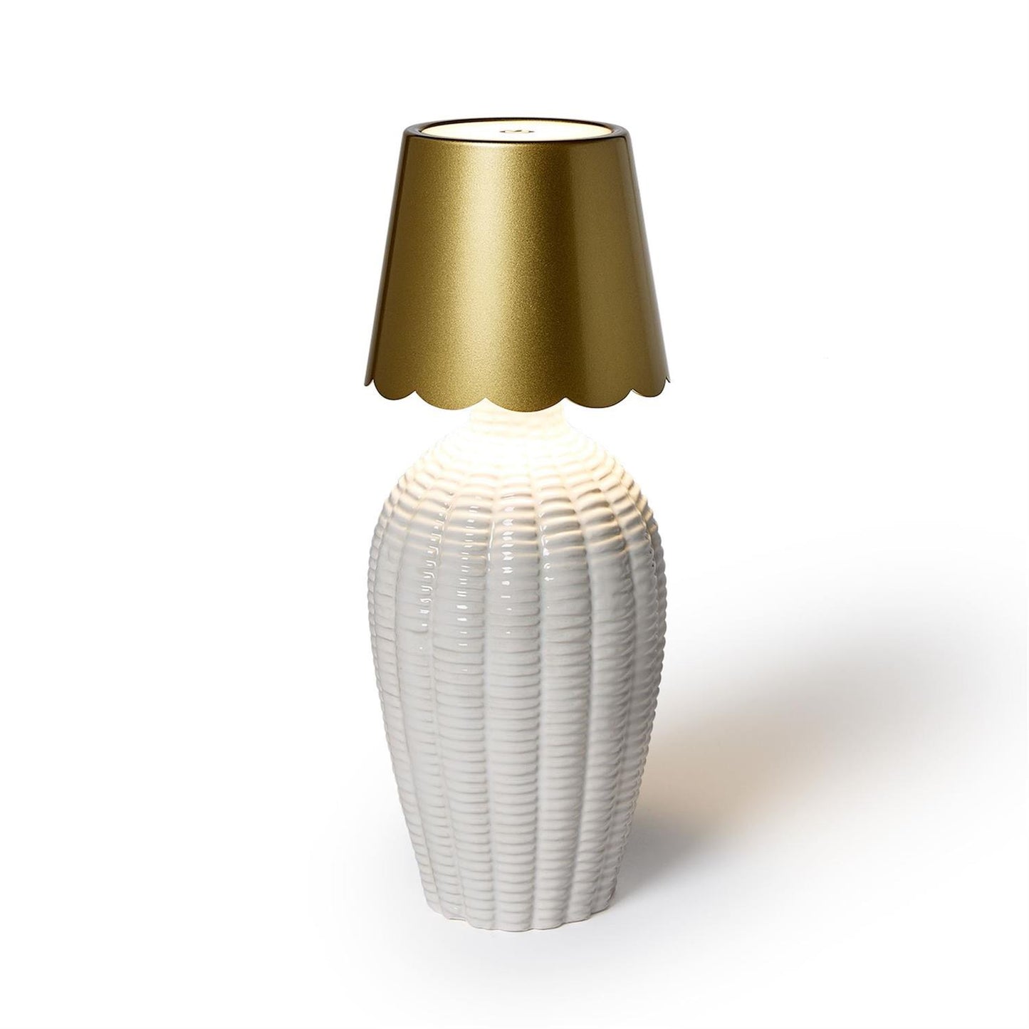 LED Touchable Gold Scalloped Lampshade with Bottle Stopper