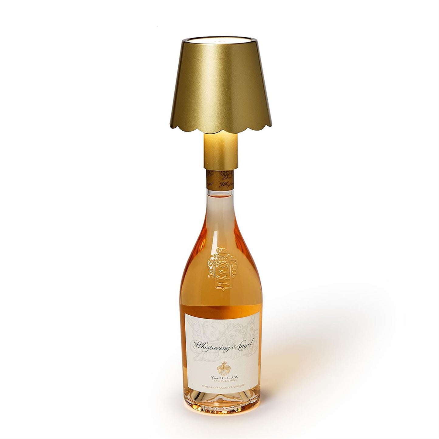 LED Touchable Gold Scalloped Lampshade with Bottle Stopper