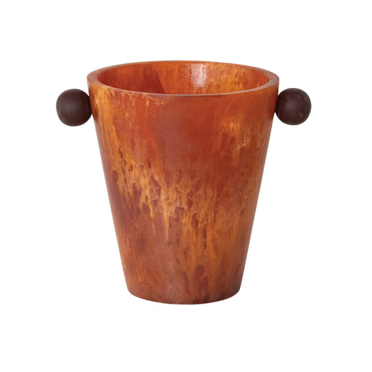 Marbled Resin Bottle Cooler with Ball Handles, Sienna Color & Brown (Each One Will Vary)