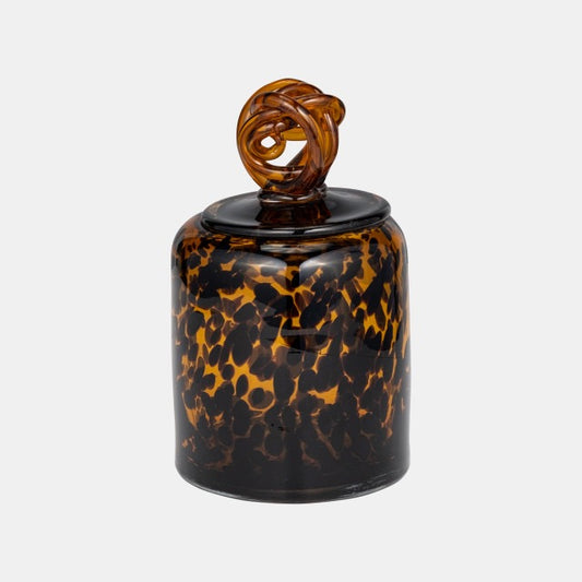 8" Jar W/ Knot Lid Tortoise