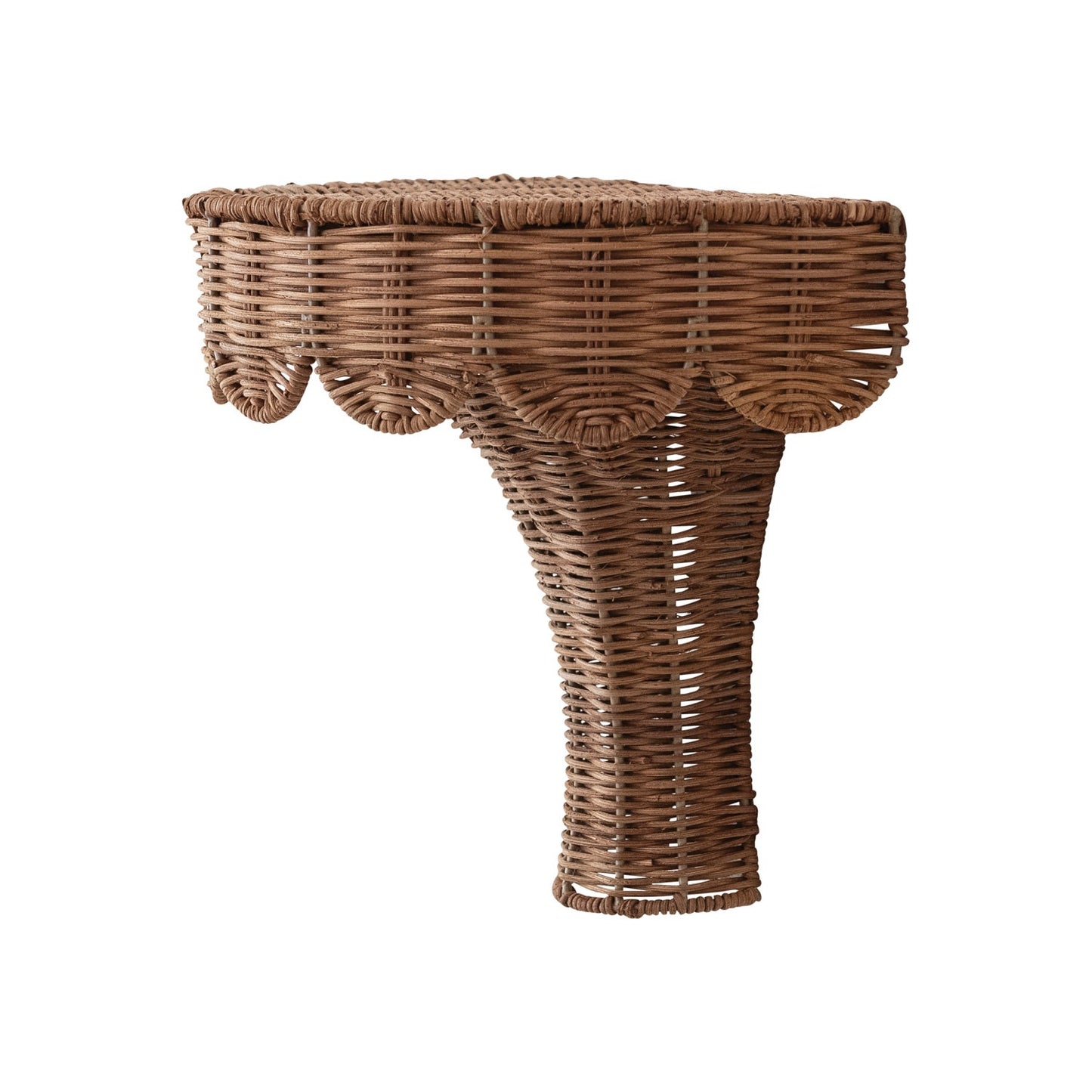 Hand-Woven Rattan Scalloped Wall Shelf, Natural