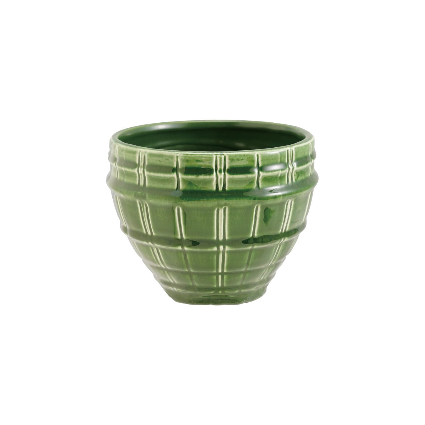 Green Debossed Stoneware Planter
