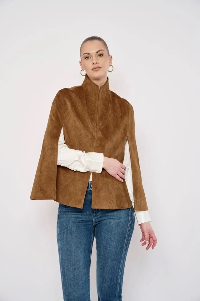 Sage Cape in Camel Suede