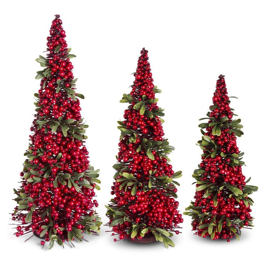 Mistletoe And Berry Cone Trees in 3 Sizes