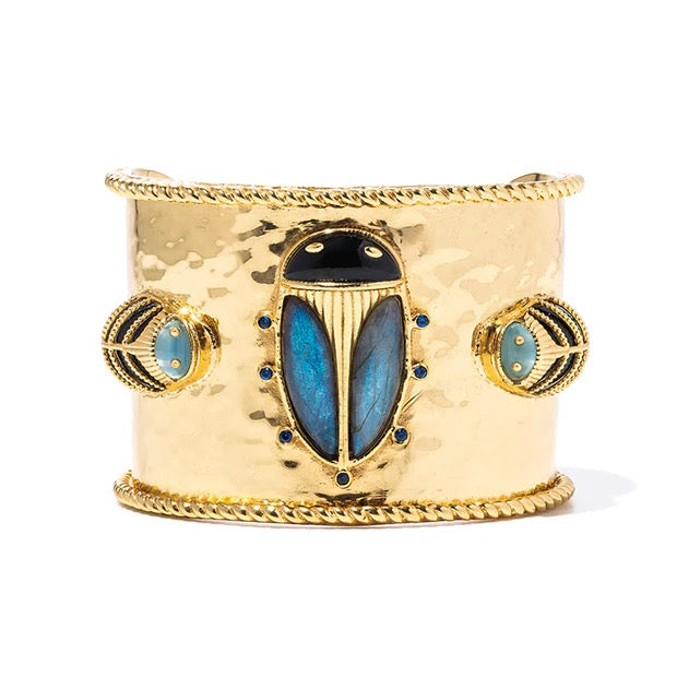 SCARAB Grande Cuff - Blue Labradorite/Black Agate