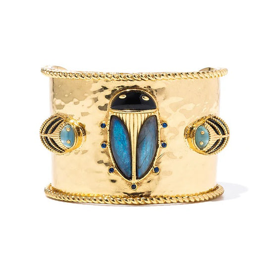 SCARAB Grande Cuff - Blue Labradorite/Black Agate