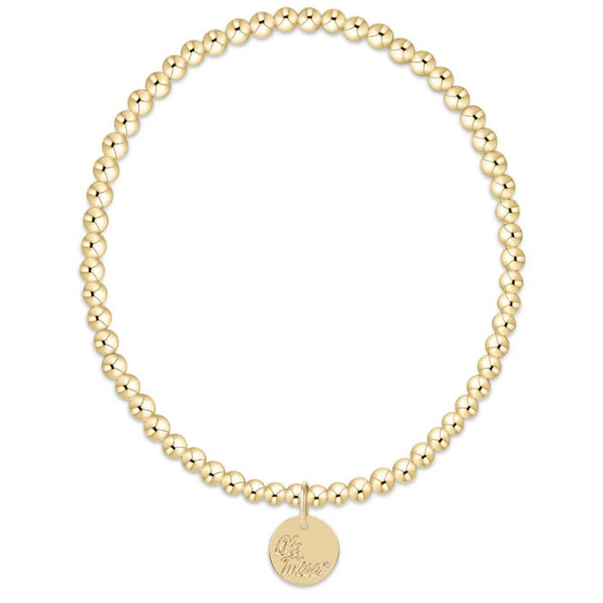 ecollegiate classic gold 3mm bracelet - ole miss disc
