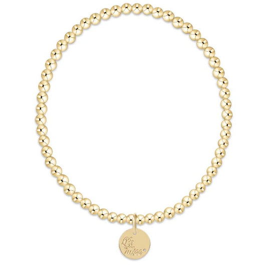 ecollegiate classic gold 3mm bracelet - ole miss disc