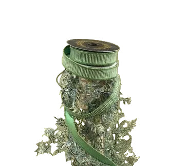 JME Mini Stripe Dupion Fused Green Ribbon