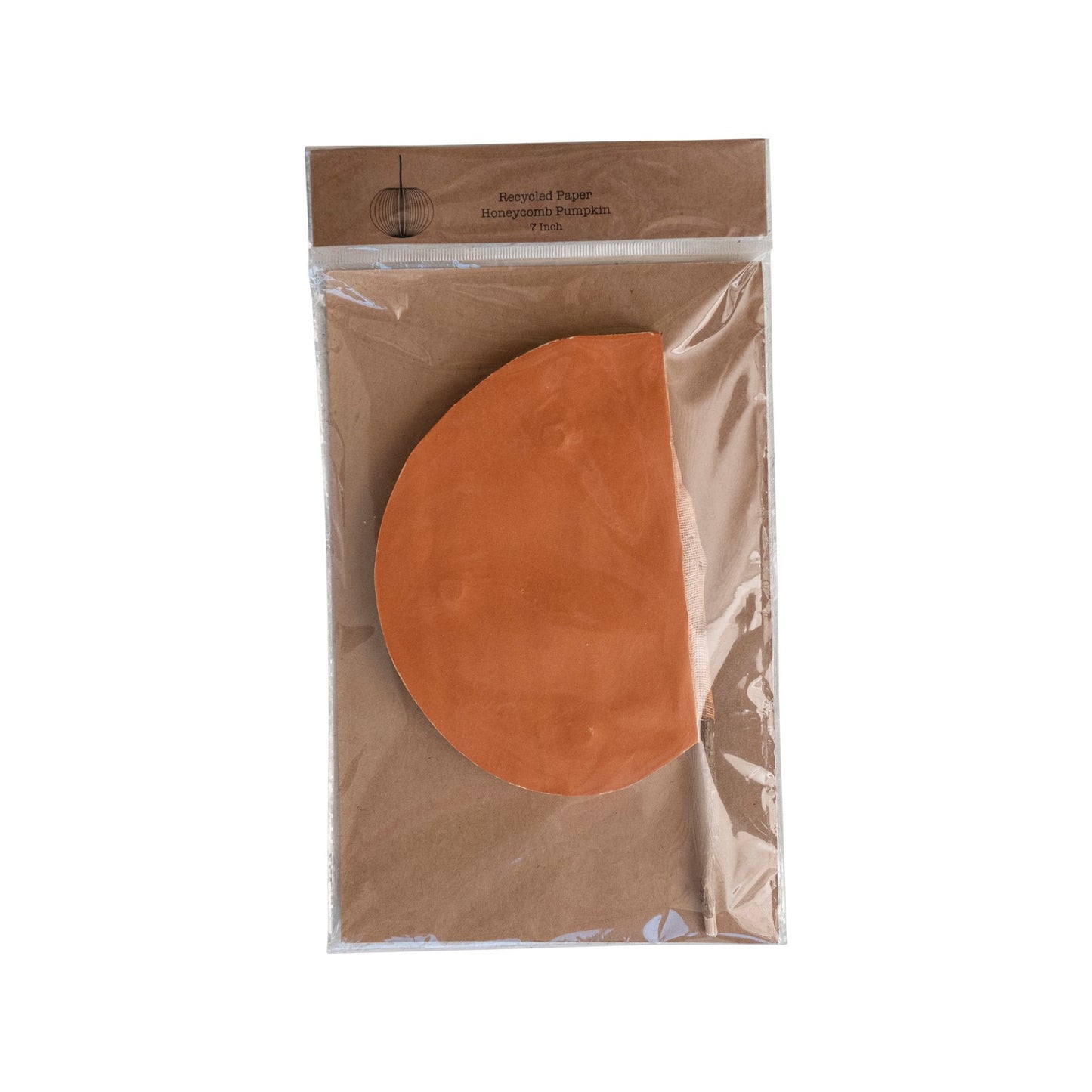 7" Paper Folding Honeycomb Orange Pumpkin w/ Dried Natural Twig Stem