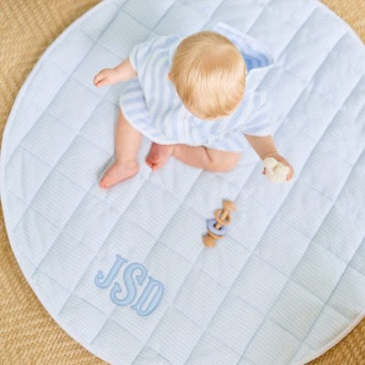 Tummy Time Mat Blue Stripe