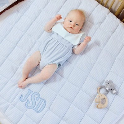 Tummy Time Mat Blue Stripe