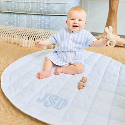 Tummy Time Mat Blue Stripe
