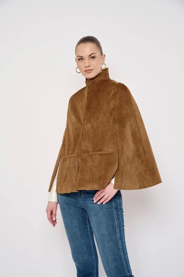 Sage Cape in Camel Suede