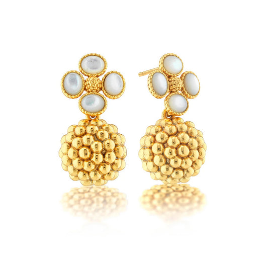 Berry Clover Drop Earrings - MOP
