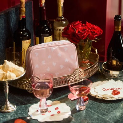 Small Toiletry Bag Pink Hearts
