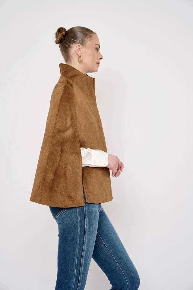 Sage Cape in Camel Suede
