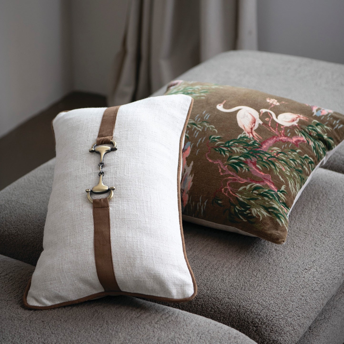 Viscose & Linen Buckle Lumbar Pillow