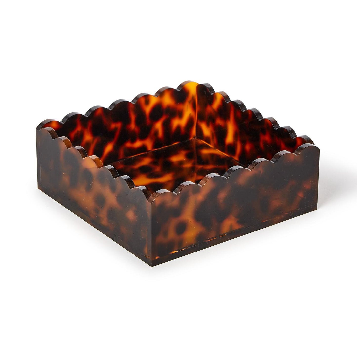 Tortoise Scalloped Edge Cocktail Napkin Holder