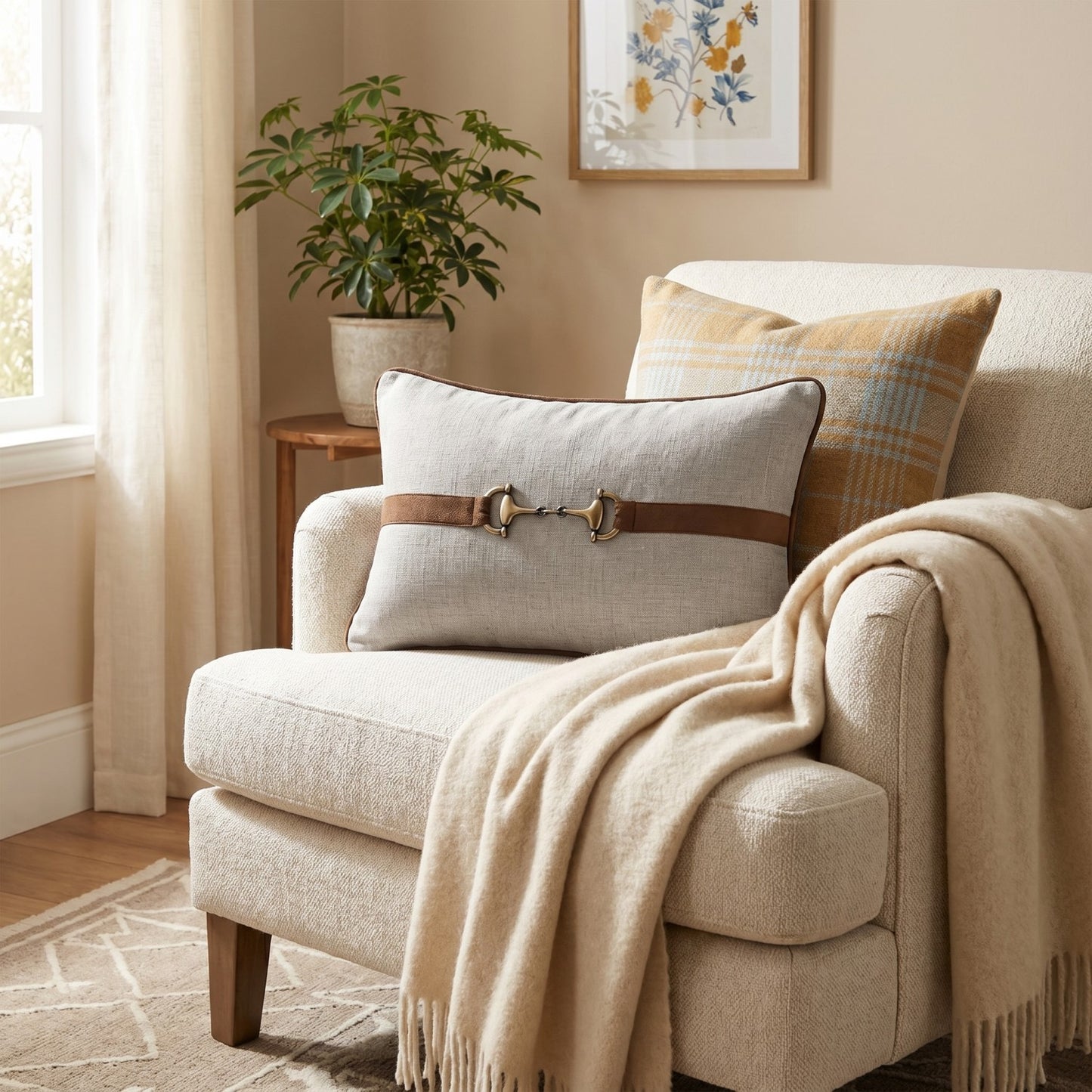 Viscose & Linen Buckle Lumbar Pillow