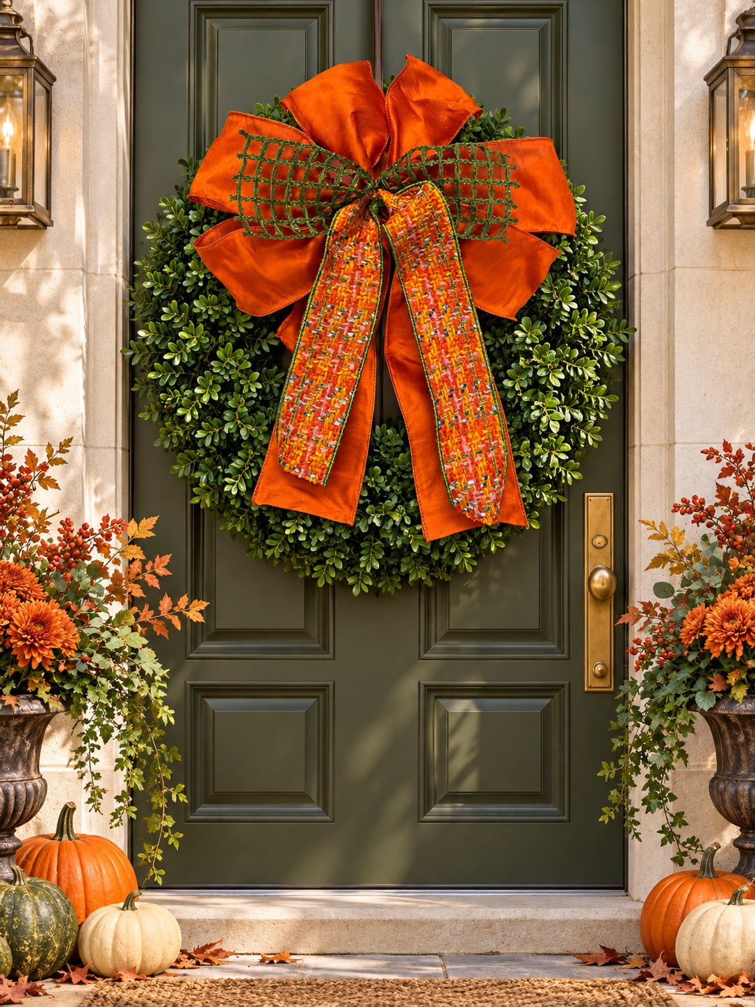Custom Autumn Orange Bow
