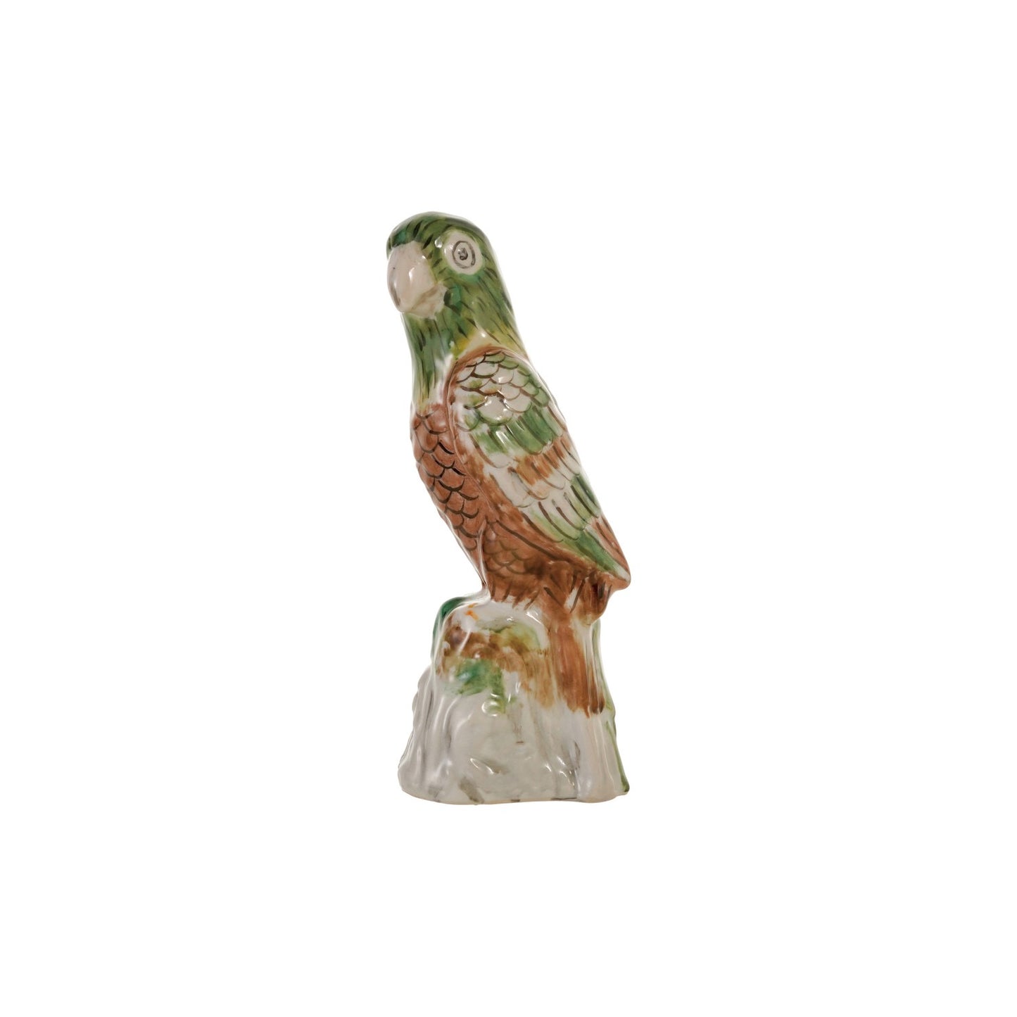 Hand-Painted Stoneware Vintage Parrot