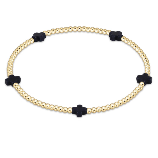 Enewton Signature Cross 2mm Gold Bracelet-Navy