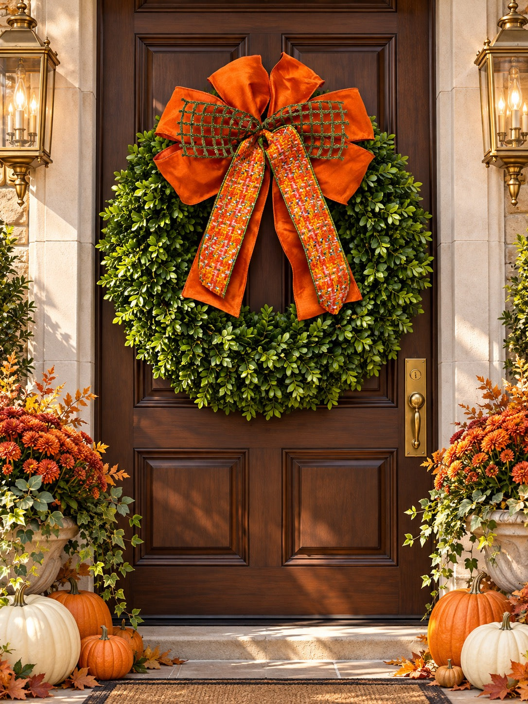 Custom Autumn Orange Bow