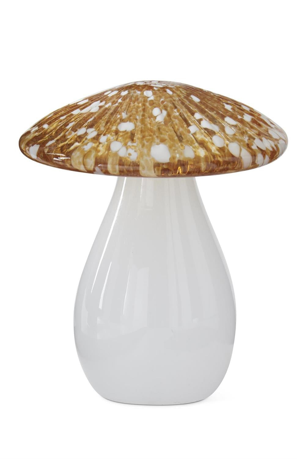 Yellow White Speckled Handblown Mushroom 2 Sizes