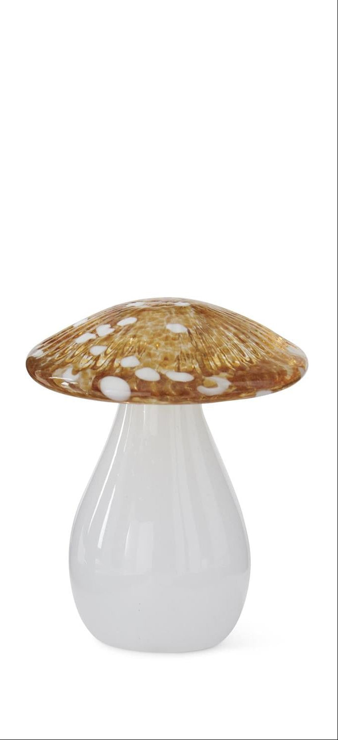 Yellow White Speckled Handblown Mushroom 2 Sizes