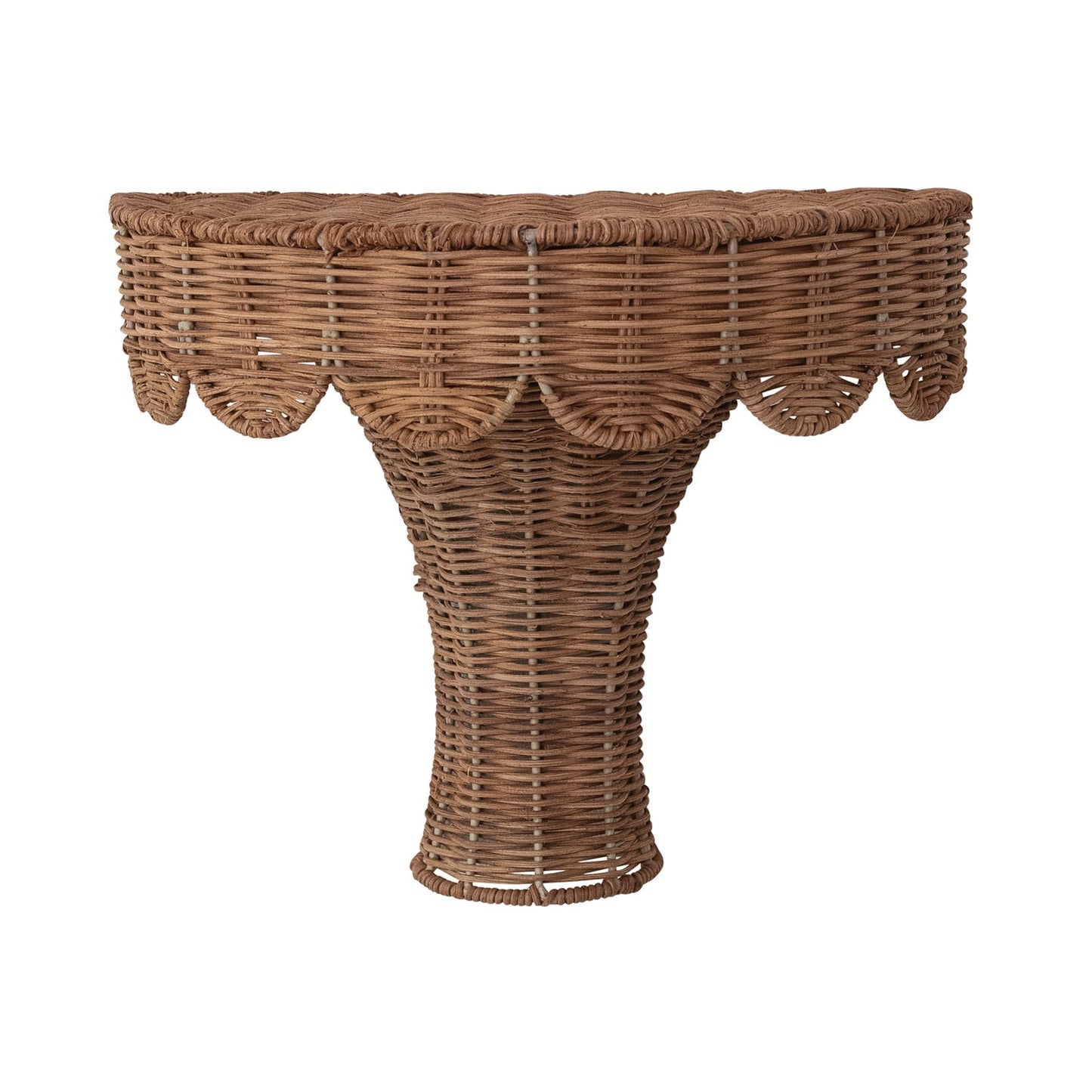 Hand-Woven Rattan Scalloped Wall Shelf, Natural