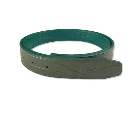 Cesoli  reversible leather belt Emerald & Olive Emboss Alligator
