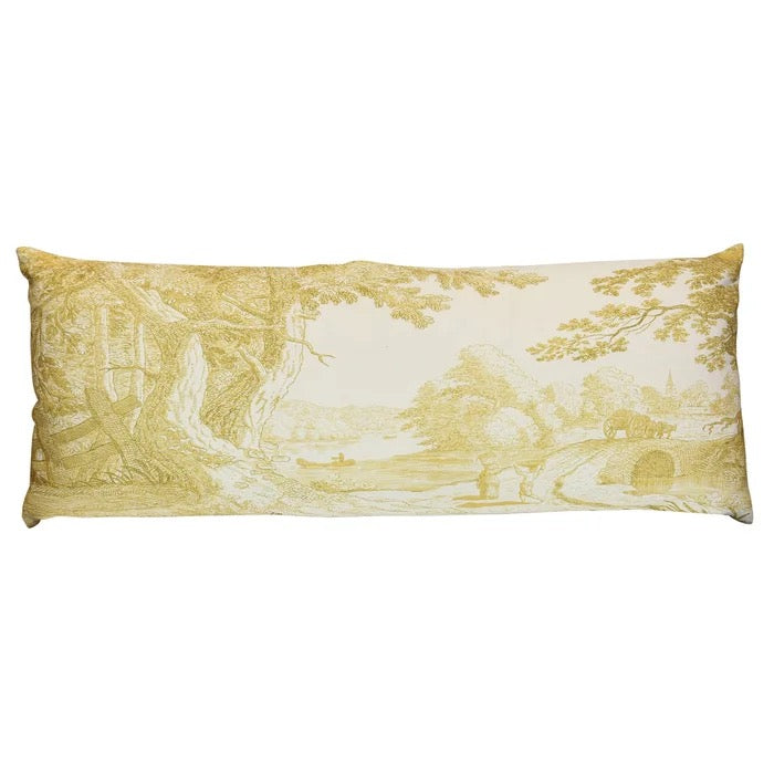 Toile Lumbar Feather Down Filled Pillow