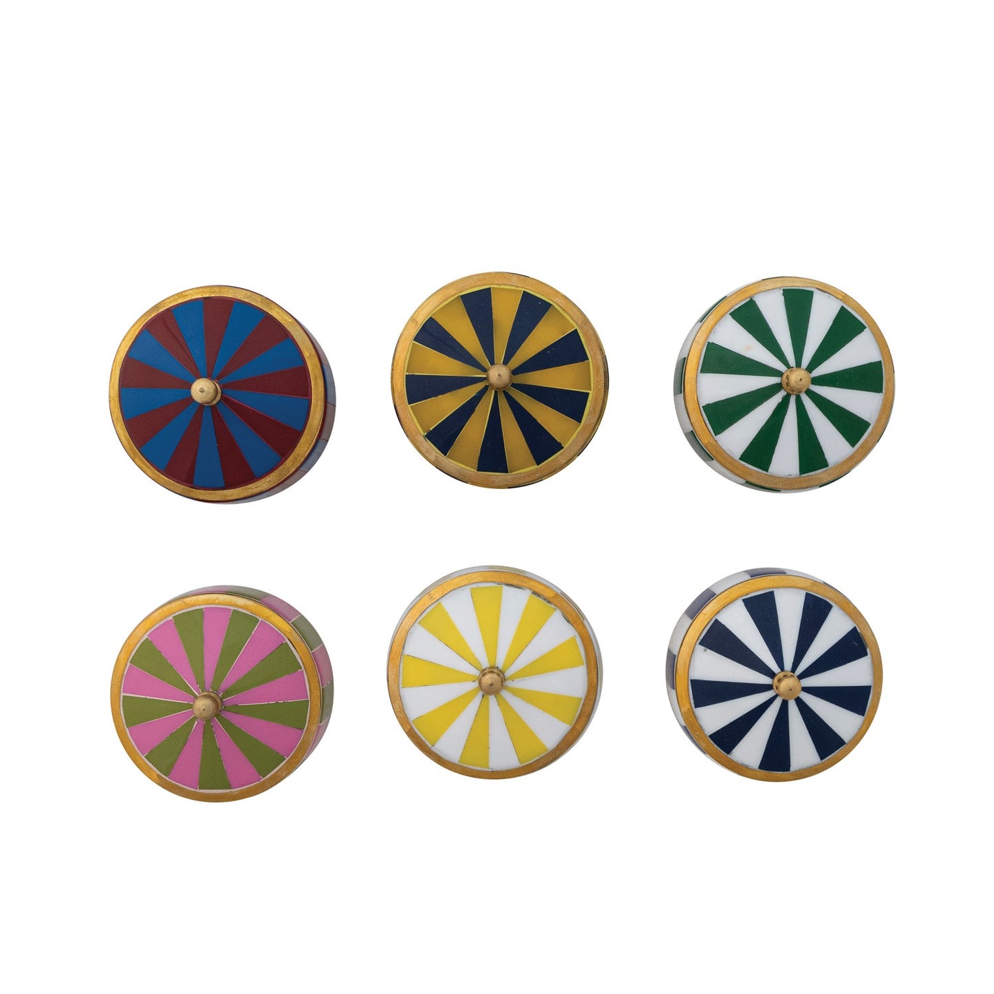 Brass & Resin Striped Box, 6 Colors