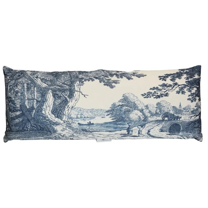 Toile Lumbar Feather Down Filled Pillow