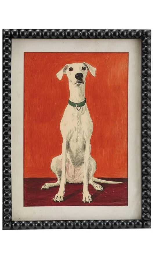Wood Framed Glass Wall Decor with Dog & Bobbin Frame