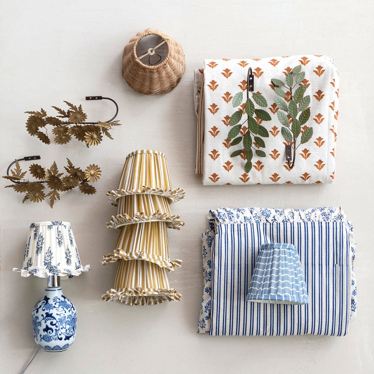 Cotton Mustard Striped Clip-on Mini Lampshade