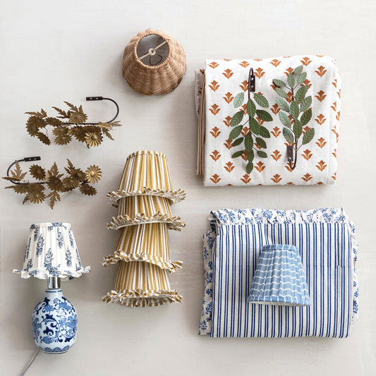 Cotton Mustard Striped Clip-on Mini Lampshade