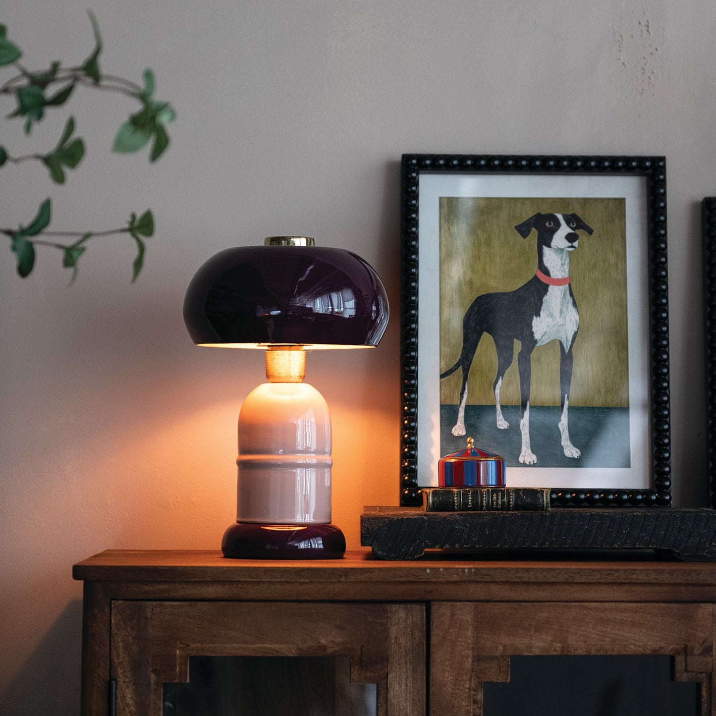 Wood Framed Glass Wall Decor with Dog & Bobbin Frame