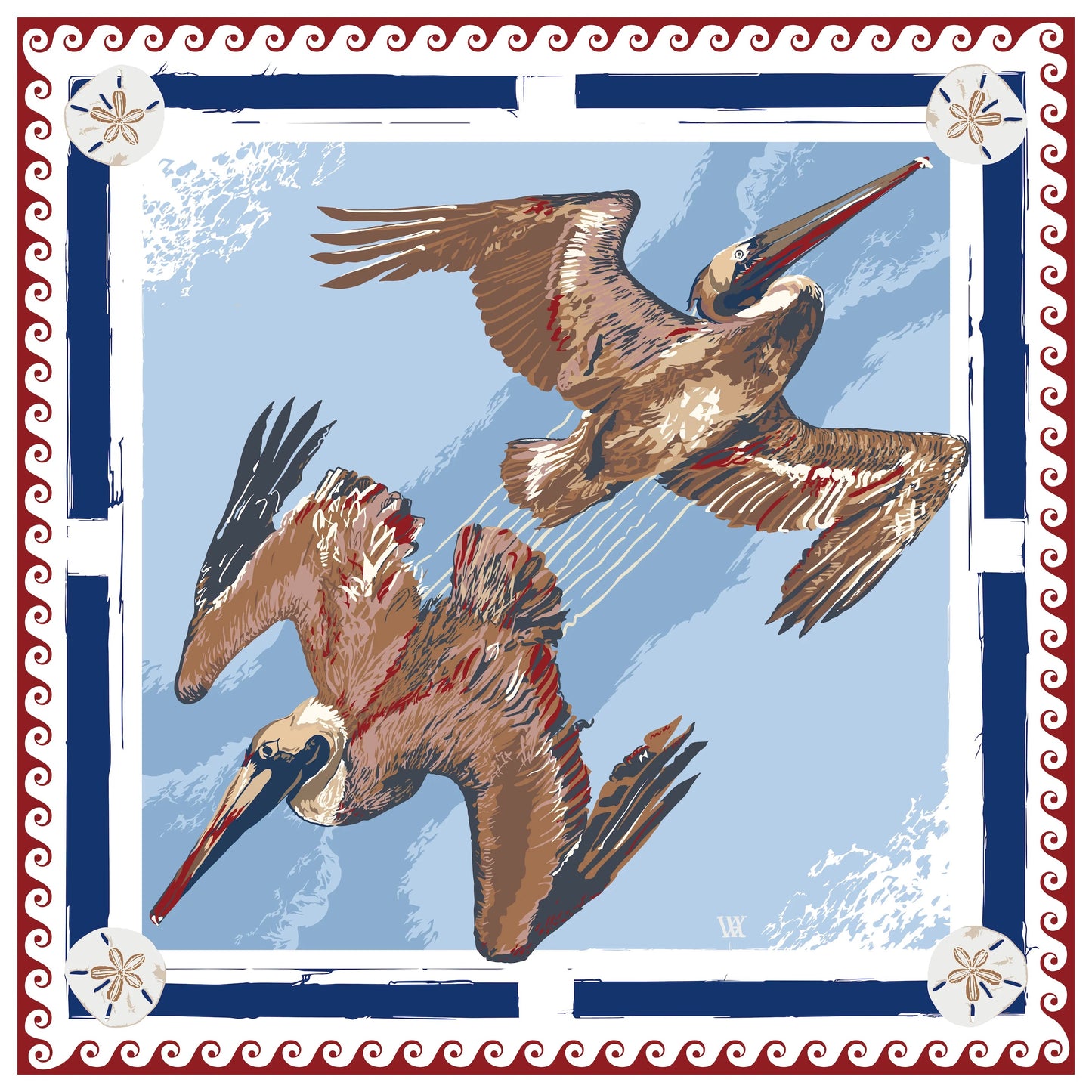 Austin Williams Americana Tide Diver Double Sided Scarf