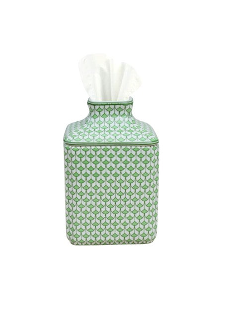 Porcelain Tissue Box Cover Green